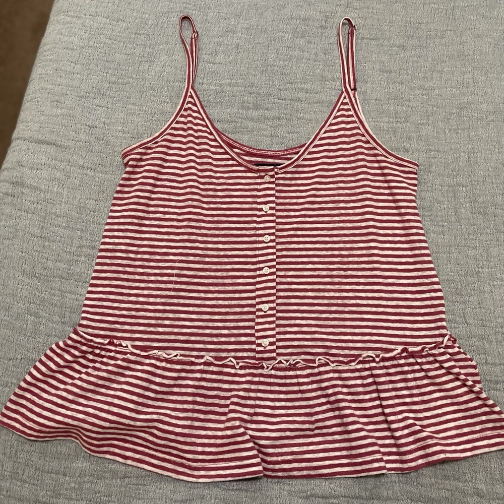 Ruffle stripped button up cami